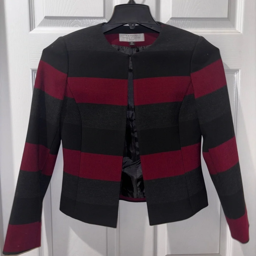 TAHARI Color Block Stripe Blazer SZ 0P​​​​